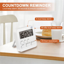 Kookwekker, Eierwekker met Klok, Digitale Timer-Stopwatch met LCD-Luid Alarm voor Koken, Bakken, Sporten, Leren, Enz.