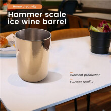 Stainless Steel Champagne Bucket Home Hammered Ice Wine Bucket KTV Wine Cooler Ice Square Bucket Beer Bucket,Gold