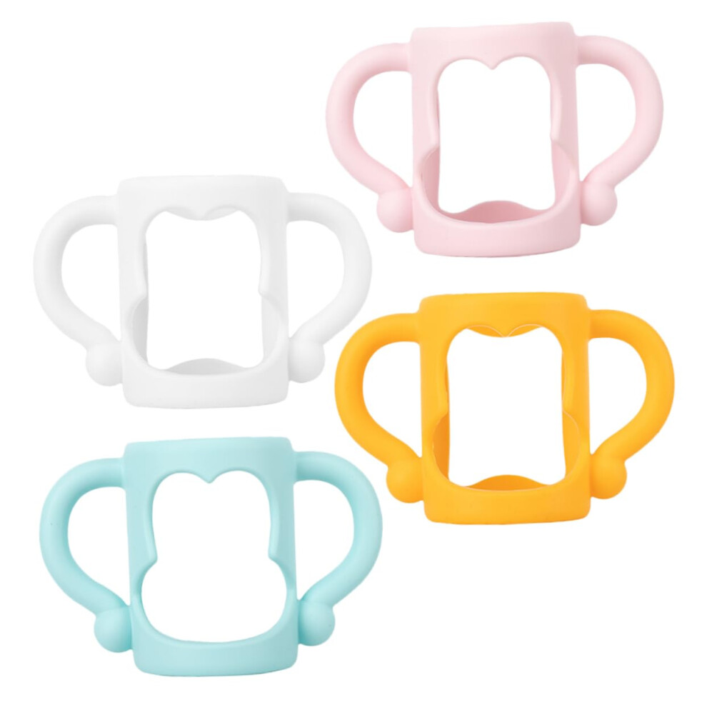 4Pcs Baby Bottle Handles with Protective Cover, Ergonomic EasyGrip Sleeves for Nursing Bottles