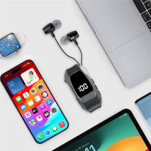 Écouteurs Sans Fil Rétractables Business Lavalier avec Affichage Numérique LED, Adaptés à L'Entraînement Sportif, à la Conduite, au Travail,A