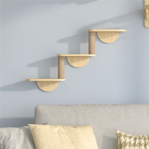 Cat Hammock Climbing Frame, Ladder Climbing Frame, Small Solid Wood Cat Climbing Frame,Three-Layer 2