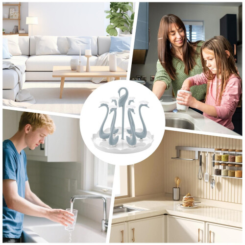 Bottle Drying Rack with 360 Rotating Tray, Fast Drainage Swan Design for Kitchen Countertop 1