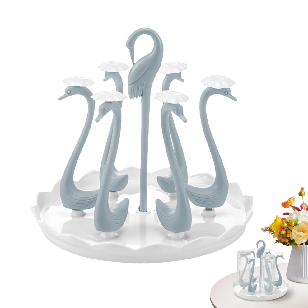 Bottle Drying Rack with 360 Rotating Tray, Fast Drainage Swan Design for Kitchen Countertop