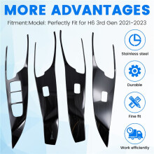 For H6 3rd Gen 2021-2023 Car Window Lift Button Panel Cover Trim Interior Accessories Black