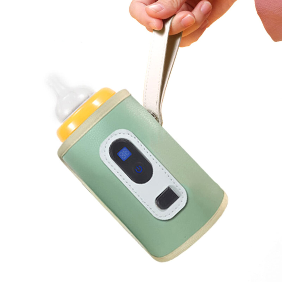 Usb Baby Bottle Warmer With Lcd Temperature Control, Fast Usb Heating For Travel, Green