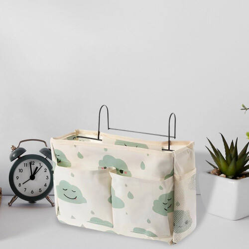 Bedside Storage Organizer with Iron Bar Clouds Pattern Dorm Bed Hanging Caddy SpaceSaving Design 2