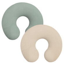 Nursing Pillow Covers 2 Pack, Soft Breathable Cotton with Zipper for Baby Feeding, Wheat and Green