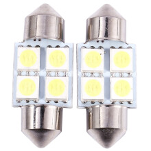 12V 31mm 4 5050 SMD Car Interior Dome Festoon LED Light White 2 Pcs