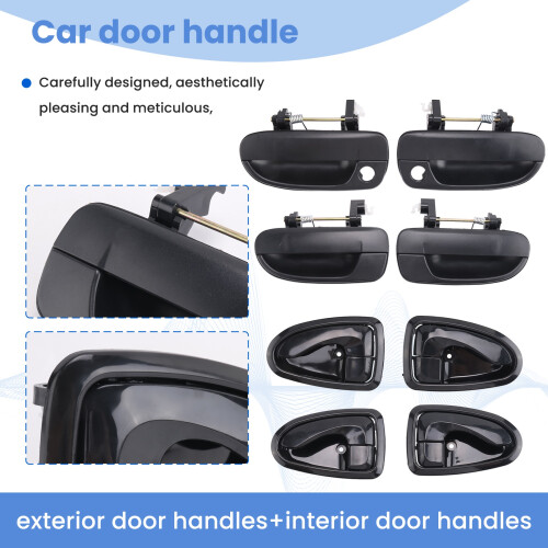 8pcs Front Rear Left Right Outside Door Handle Inside Door Handle for  Accent 1.5L 1.6L 2000-2006 Chrome 2