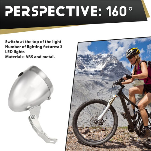 Retro Bicycle Bike Accessory Front Light Bracket Vintage 3LED Headlight (Silver) 2