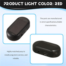 Car Solar Power Simulated Dummy Alarm Warning Anti-Theft Led Flashing Security Light Fake Lamp Red