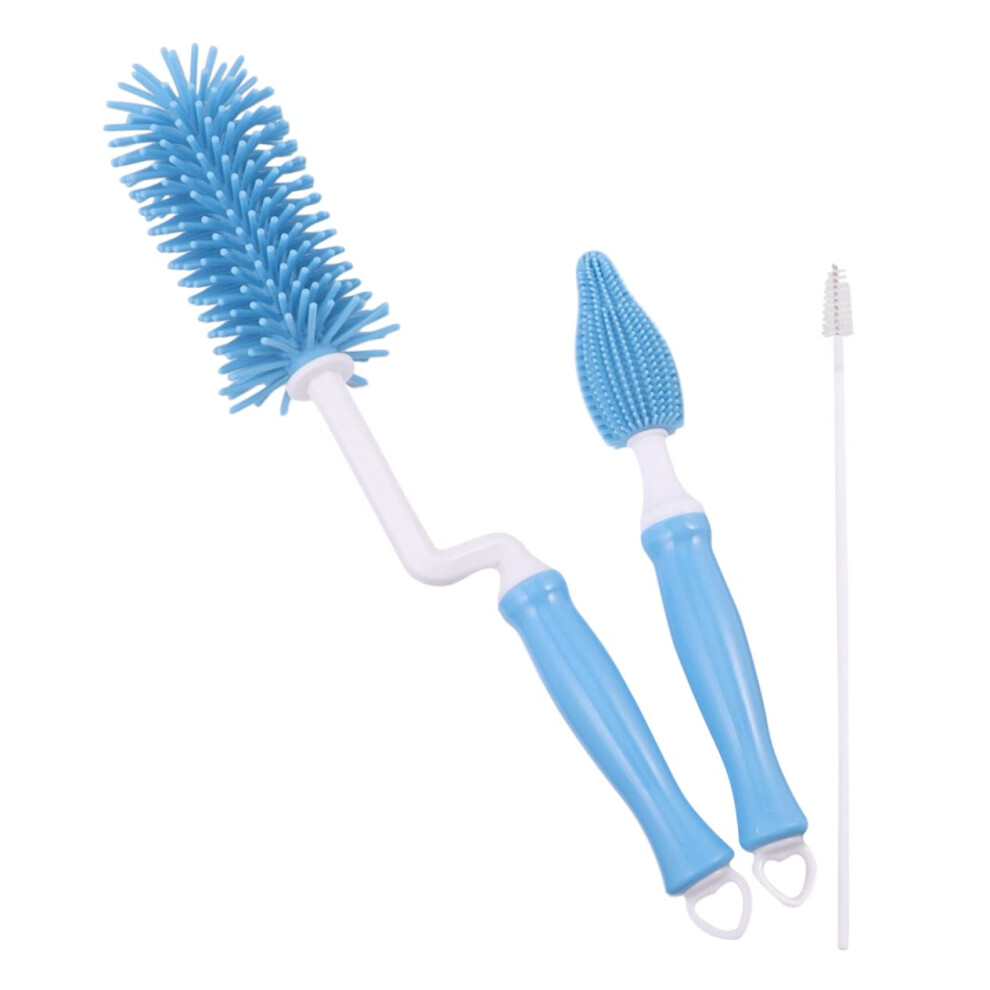 3pcs Silicone Baby Bottle Cleaning Brush Set with Long Handle for Deep Cleaning Pacifiers and Feeders