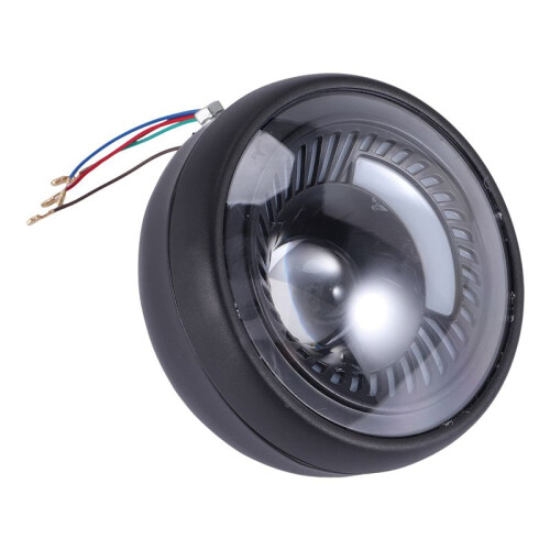 Motorcycle Cafe Racer Bobber 6.5 Inch Led Headlight Spiral White Side Mount Bracket 1