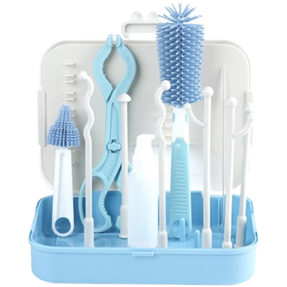 6 in 1 Baby Bottle Cleaning Kit with Drying Rack, Straw and Nipple Brushes for Home and Travel