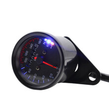 12V Motorrad 0-160 / H Tachometer mit LED Anzeige Kilometer ZäHler, Universal Cafe Racer Gauge, Einzel Anzeige (Schwarz)