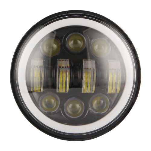 Novo Farol de Motocicleta de Projeção LED Redondo de 80 W e 5,75 Polegadas Mais Brilhante, Preto