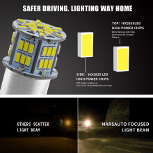 1157 LED Bulb White 54SMD 1080 Lumens, 7528 2357 2057 LED Light Bulbs for Brake Tail Running Parking Backup Light