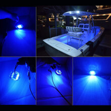 2X DC12V Rundes Marine Boot LED Innen Beleuchtung Kabinen Deck Heck 6 LED Seiten Markierungs Licht Navigation Hell Blau