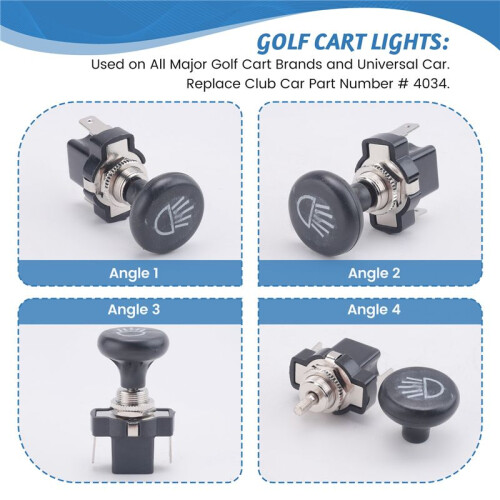 Universal 12V Car Push Pull Headlight  Button,for  Cart Club Car EZGO 2