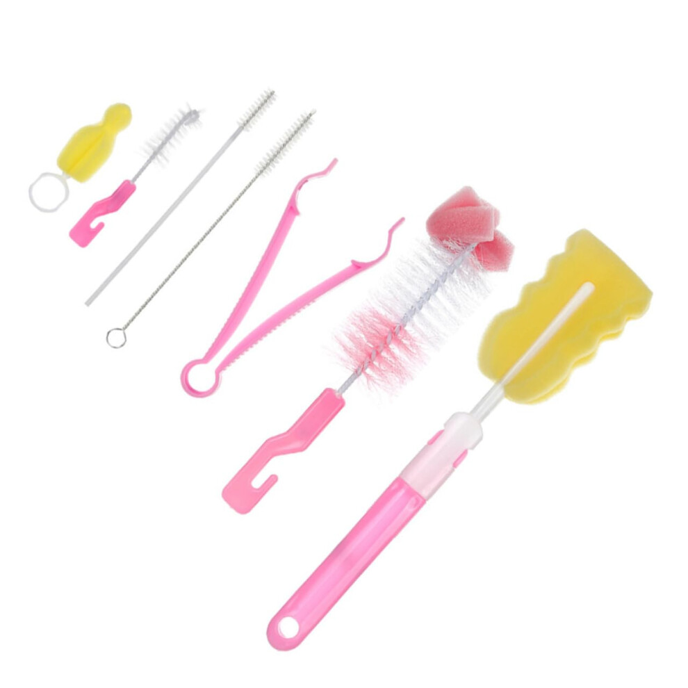Baby Bottle Brush Set with Nipple Cleaner, 7Piece Deep Reach Scratch Cleaning Kit for Infant