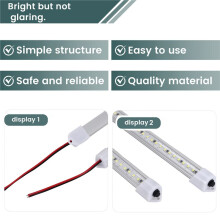 12V Interior LED Light Bar 48 LEDs Strip Lights with and Magnets 6500K White Light for Car Van RV with US Plug
