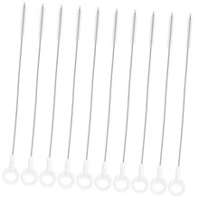 10pcs Reusable Straw Cleaning Brush Set with Long Flexible Bristles and Stainless Steel Handles