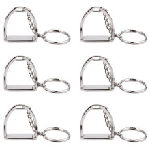 6Pcs Simple Elegant Design Western Stirrup Keychain Key Ring Hanger Tool for Men Women Bag Decoration