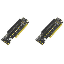 2X Adaptador PCIe NVMe Duplo, PCIe 4.0 X16 para NVMe Duplo e 1x Mais Adaptador PCIe X16 (Sinal X8) para Adaptador SSD NVMe M.2