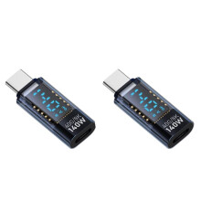 2X Adaptateur USB C Affichage LED Puissance 140W 40Gbps 8K Extension USB C PD3.1 Connecteur Type C Testeur de Puissance Type C Bleu