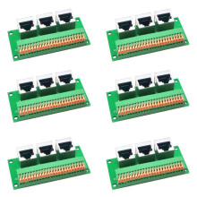 6X RJ45 Female Breakout Board,Solderless RJ45 to 8Pin Quick Spring Terminal,Three Ways RJ45 Female Connector