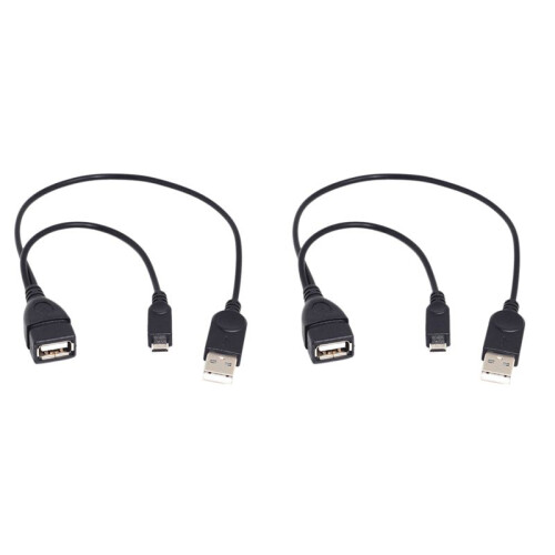 2 Micro-USB to USB Female OTG Adapter Cable with USB Power Interface Suitable for Electronic Devices with OTG