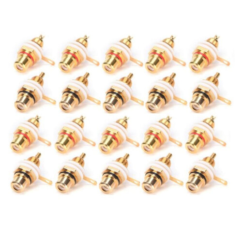 200Pcs Gold Plated RCA Terminal Jack Plug Female Socket Chassis Panel Connector for Amplifier Speaker 1