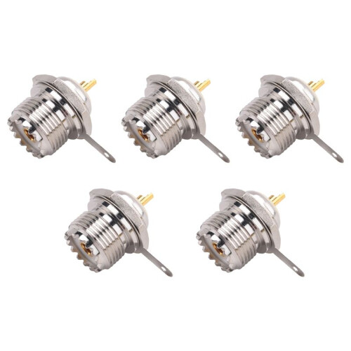 5X UHF Buchse SO239 Jack Bulkhead Solder RF Straight Connector, Silber