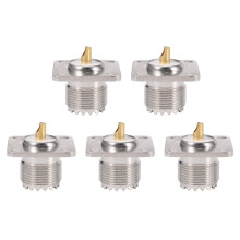 5X UHF SO-239 Female Jack Square Shape Solder Cup Coax Connector for Ham Radio