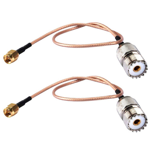2X Handheld-Antennenkabel SMA-Stecker Zu UHF SO-239-Buchsen