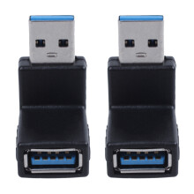 2X 90 Degree USB 3.0 A Male to Female M/F Plug Adapter Connector Black