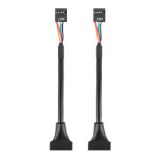 2X Black USB 2.0 9 Pin Female to USB 3.0 20 Pin Male Cable Adapter Connector
