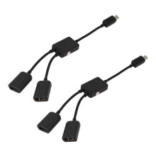 2X Micro-USB Host Kabel, Micro-USB Stecker Auf 2X-Typ A Dual USB Buchse Otg Adapter Konverter Hub für Android Tablet Pc und Smartphone Schwarz