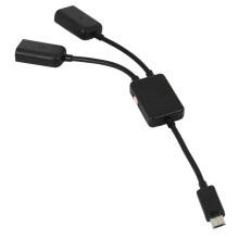 2X Micro-USB Host Cable,Micro-USB Male to 2X Type A Dual USB Female OTG Adapter Converter Hub for Android Tablet Black