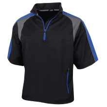 (S, Black/Surf/Pewter) Proquip Golf Mens Zephyr Half Zip Short Sleeve Waterproof Wind Shirt