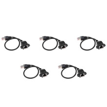 5X 1FT RJ45 Stecker zu Weibliche Schraube Montageplatte Ethernet LAN Netzwerk Verlaengerungskabel
