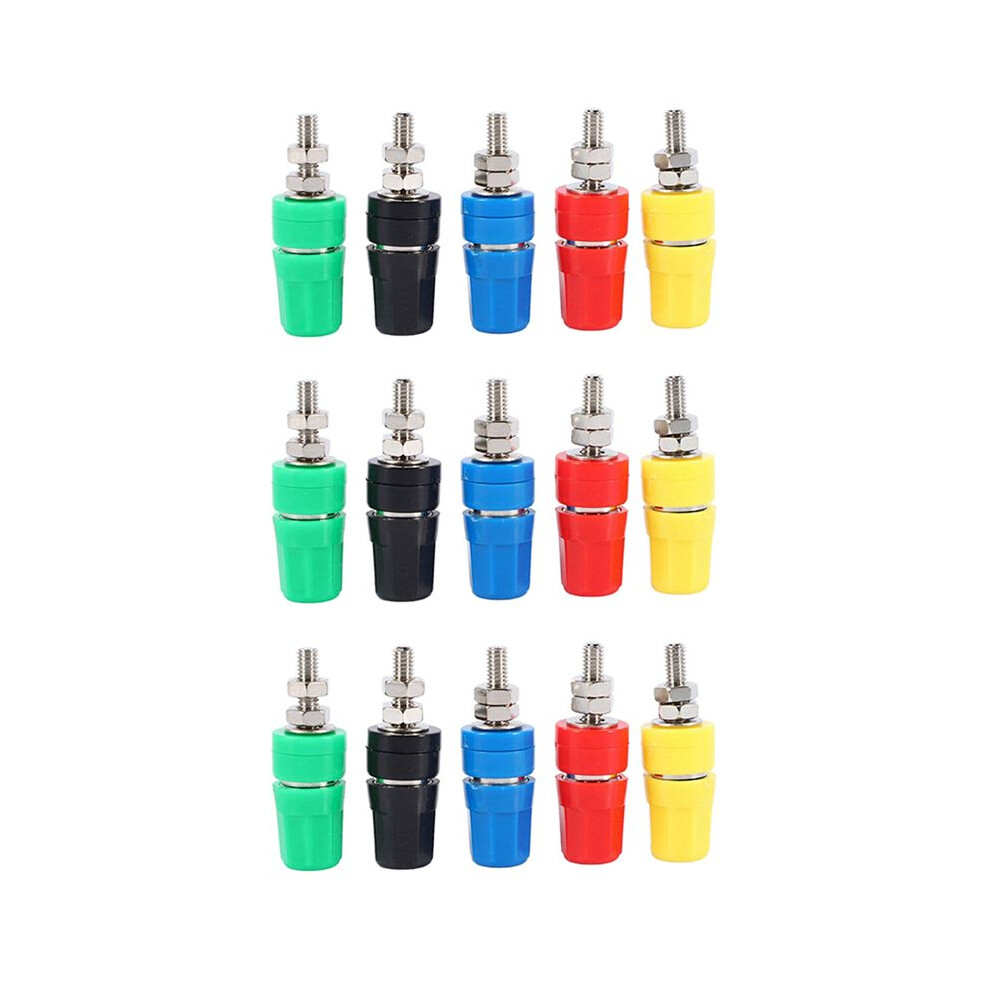 15Pcs M4x36 Pure Copper Terminal 4Mm Banana Jack Socket 20A Binding Post Banana Plug Connector 6033158090610