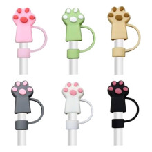 6 STUKS Leuke Stro Cover Toppers voor 10Mm Stro, Siliconen Stro Tips Deksel Compatibel met voor , Cats Paws Stro Stopper