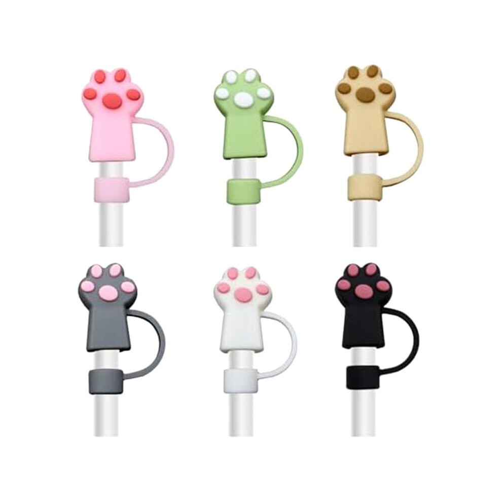 6Pcs Cute Straw Cover Toppers For 10Mm Straw,Silicone Straw Tips Lid Compatible With For ,Cats Paws Straw Stopper 6033826254672