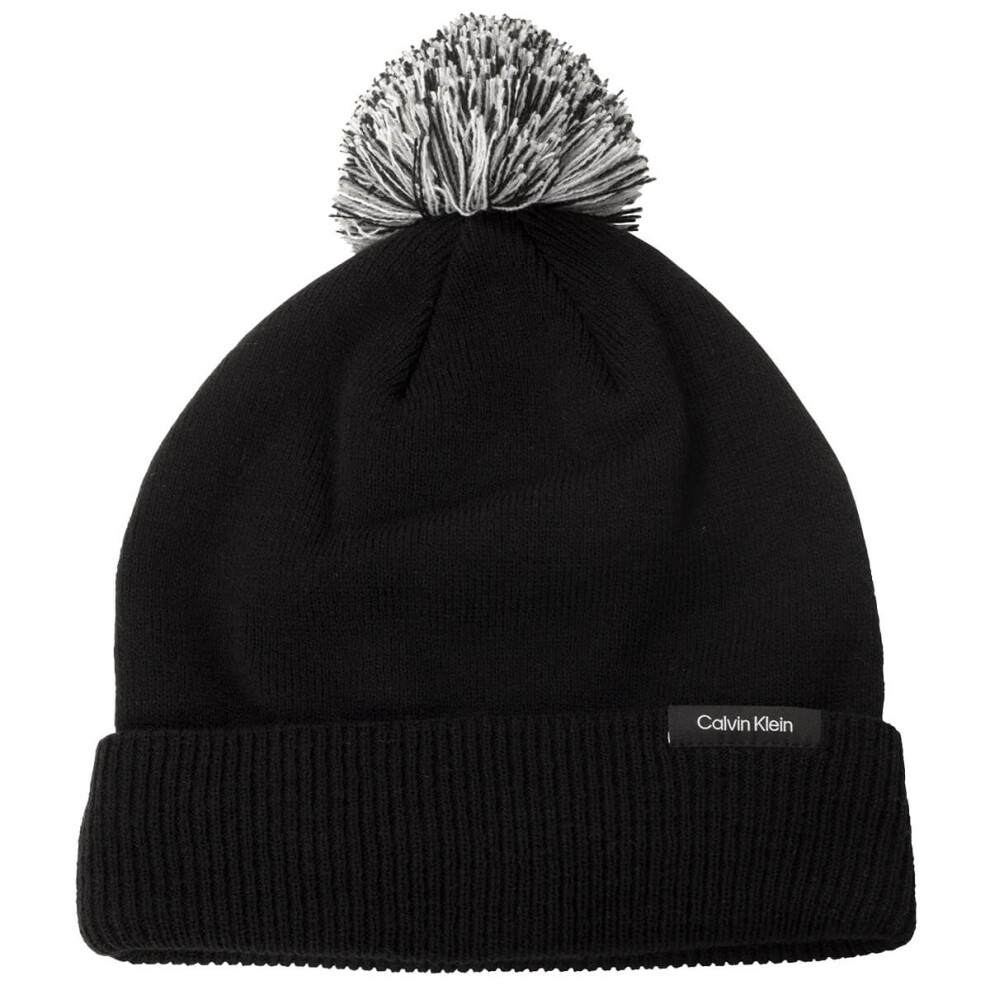 Calvin Klein (One Size, Black) Mens Linden Bobble Cosy Warm Pom Pom Knitted Beanie Hat
