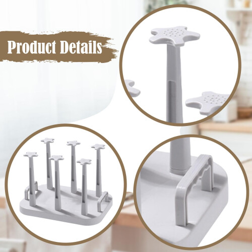 Cup Drying Rack with SpaceSaving Vertical Storage for Kitchen Countertop, 6 Cup Inverted Mug Holder 1