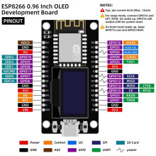 Placa de Desenvolvimento ESP8266 com Display OLED de 0,96 Polegadas,CH-340,ESP-12E Módulo WiFi Programação para IDE/Micropython