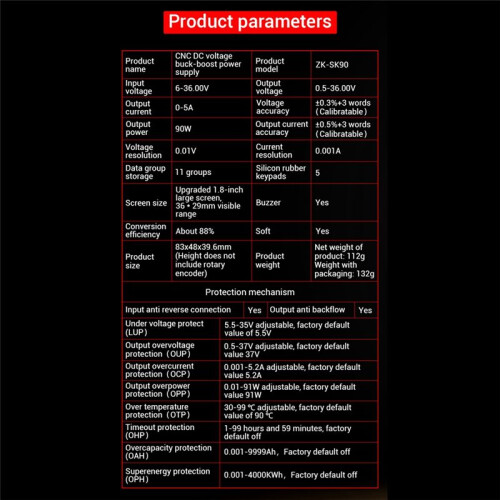 ZK-SK90 Adjustable CNC  Regulated Power Supply Constant Voltage and Constant Current Step- and Step-Down Module 2