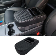 Auto Center Console Armstödskudde, Memory Foam Bilarmstödskudde med Mugghållare och Telefonhållare Universal