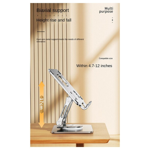 360 Rotation Tablet Holder Stand Height Adjustable Folding  Desk Stand Grey
